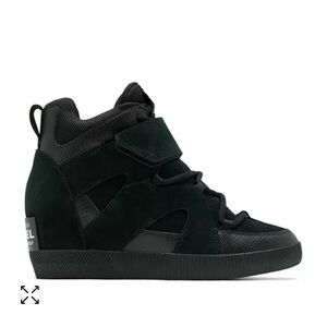 Sorel Black Out N About Sport Wedge Lace Up Sneaker Booties Size 9